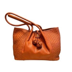 Liz Claiborne leather Orange Woven Leather Tote